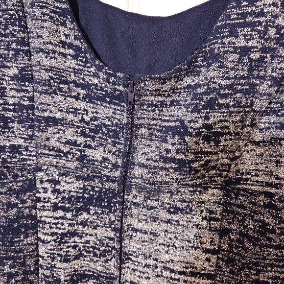 Textured Navy & Silver Sparkle Sleeveless Sheath Dress – Size S - Picture 6 of 9
